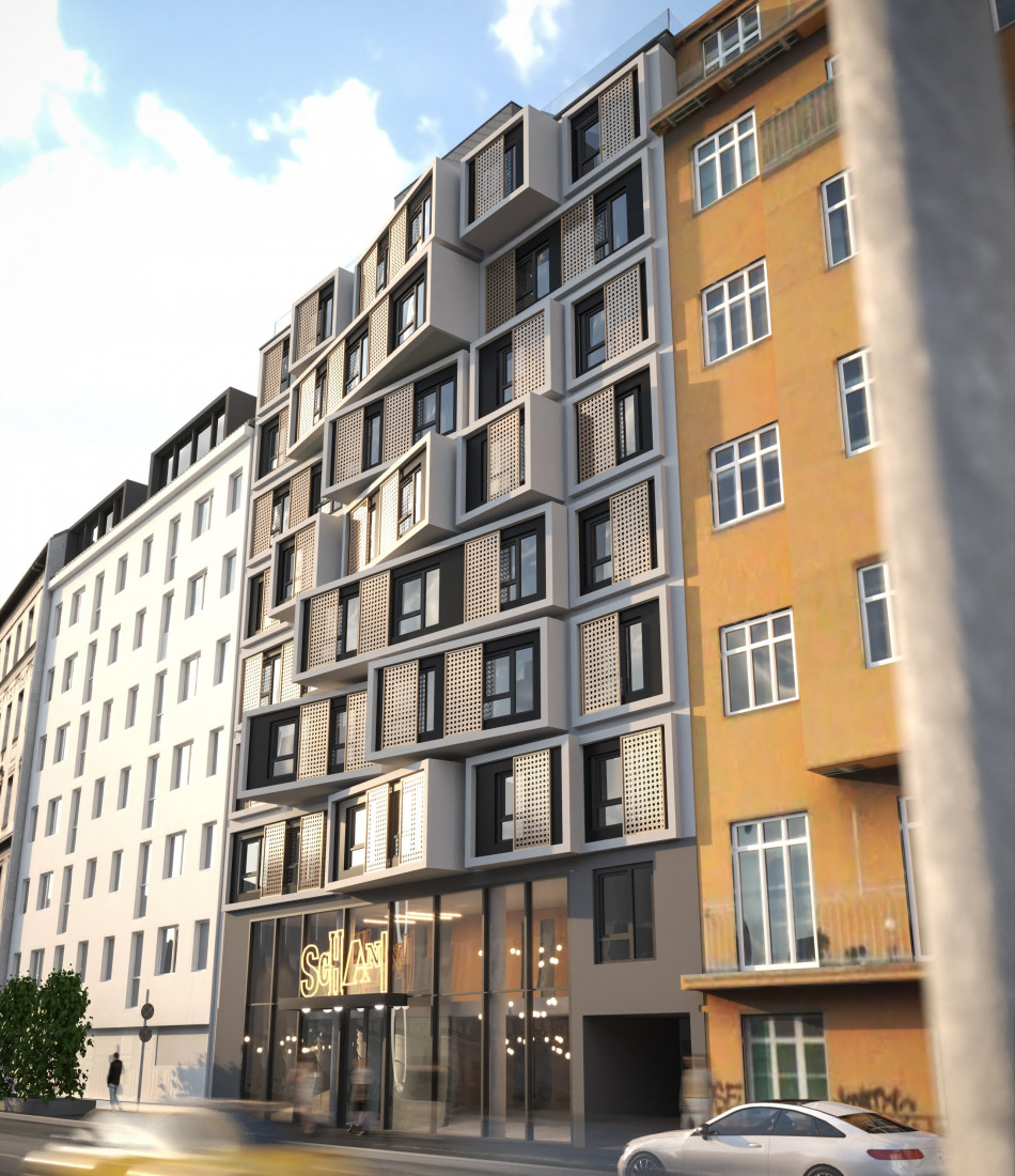 Rendering der Außenansicht vom neuen Hotel Schani Naschmarkt