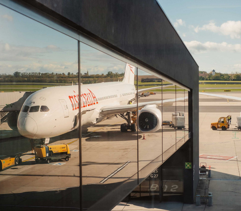 A plane at Vienna International Airport