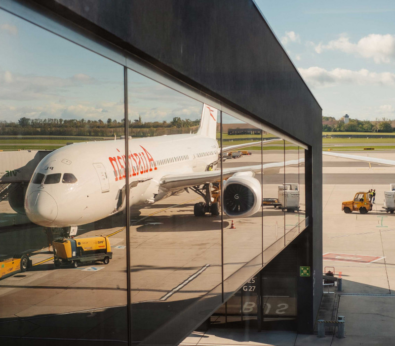 A plane at Vienna International Airport