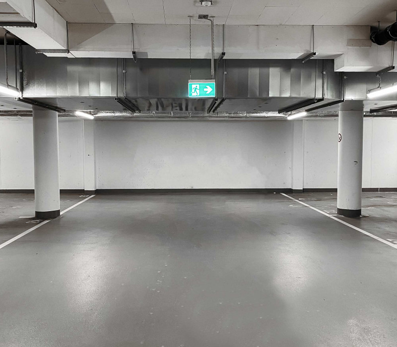 Parking spaces in a garage