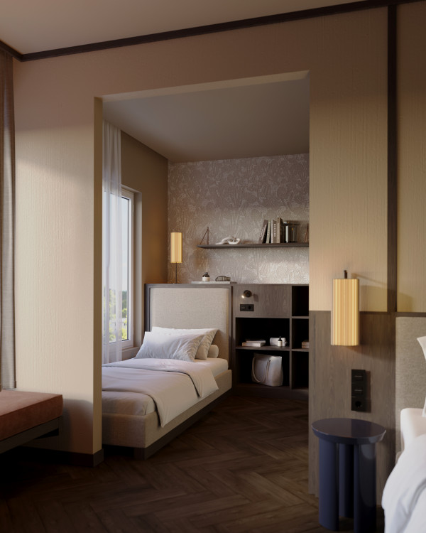 Einzelbett in einem Smart Triple Zimmer im Hotel Schani City