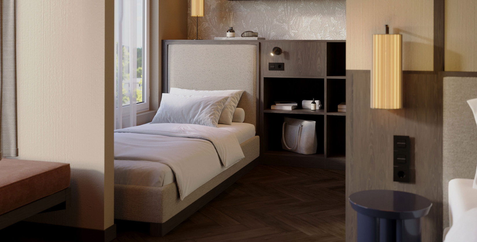 Einzelbett in einem Smart Triple Zimmer im Hotel Schani City