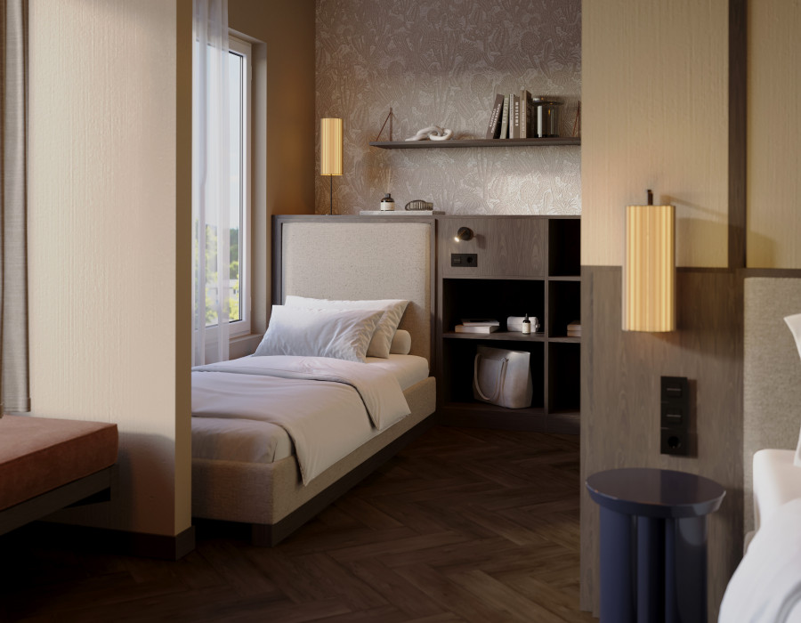 Einzelbett in einem Smart Triple Zimmer im Hotel Schani City