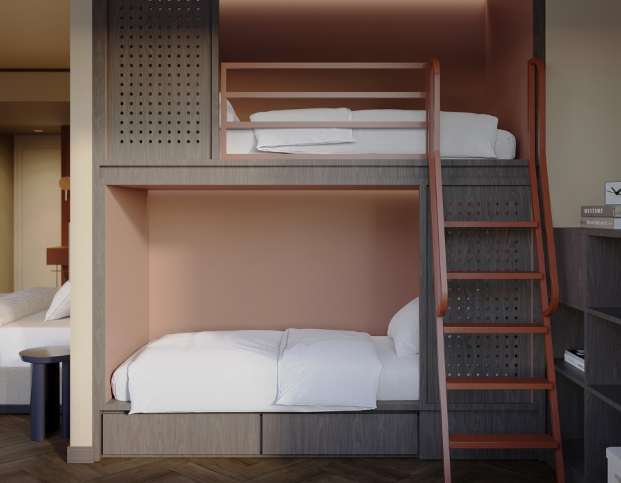 Stockbett in einem Familienzimmer im Hotel Schani City