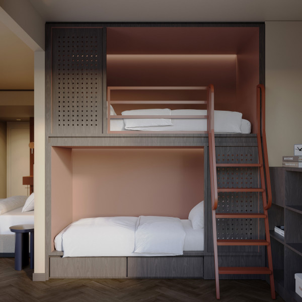 Bunk beds in a family room at Hotel Schani City