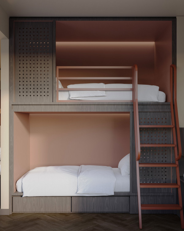 Stockbett in einem Familienzimmer im Hotel Schani City