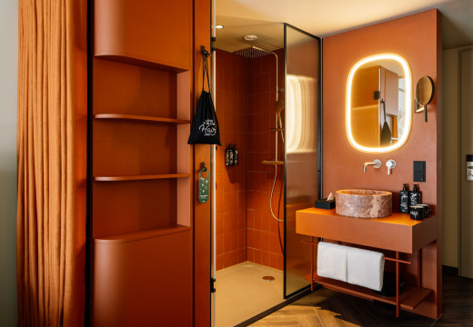 Badezimmer im Hotel Schani City