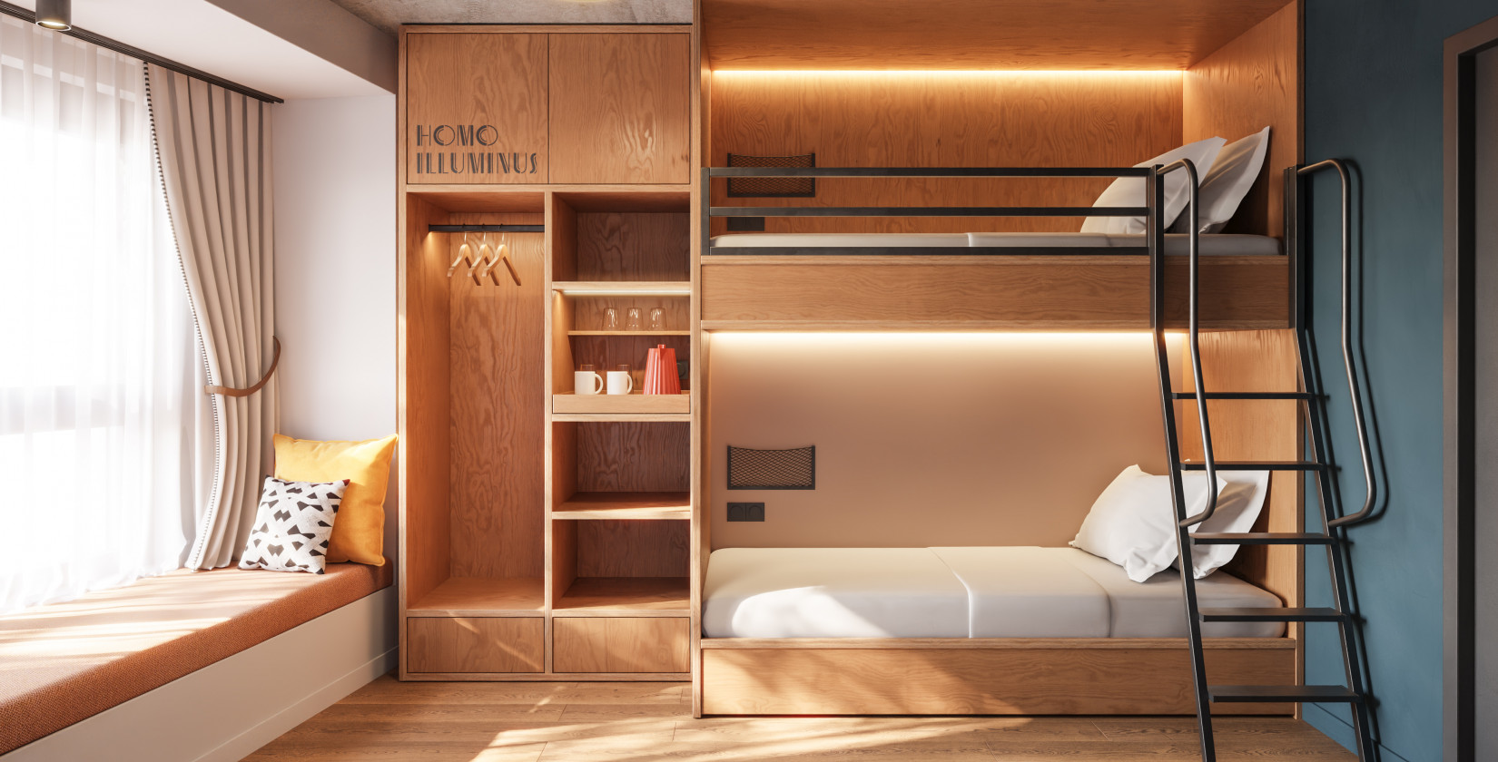 Stockbett in einem Familienzimmer im Hotel Schani Naschmarkt