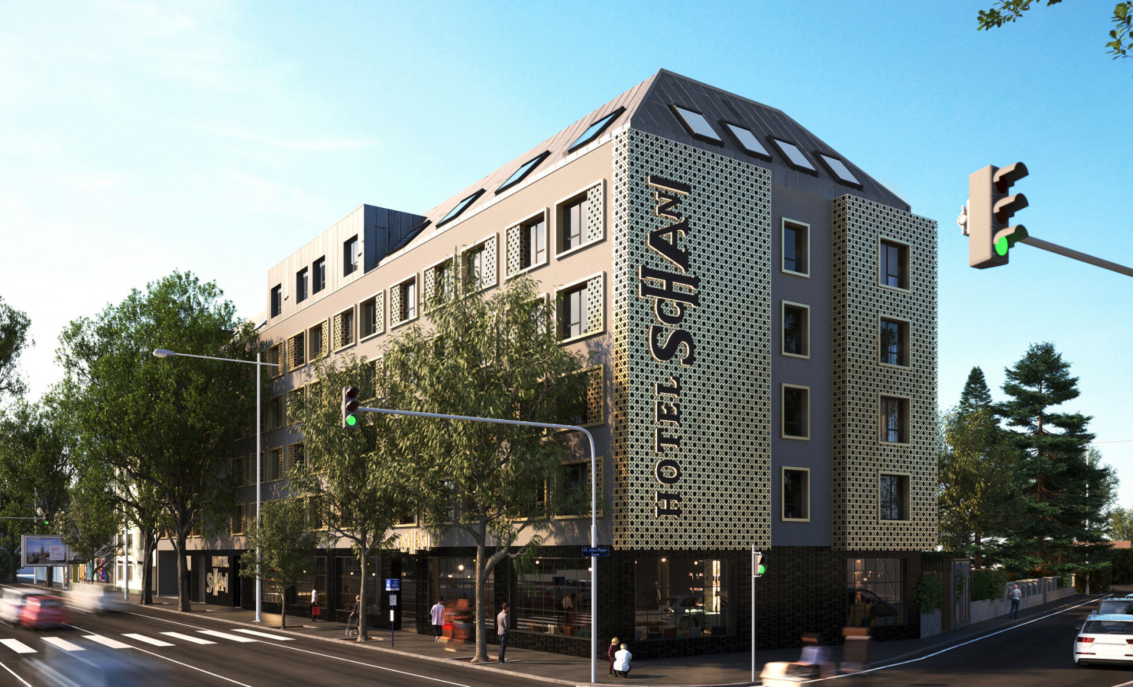Fassade des Designhotels Schani UNO City Wien