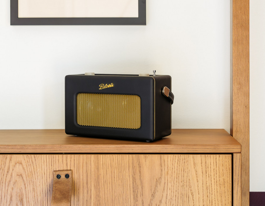 Radio on a wooden desk