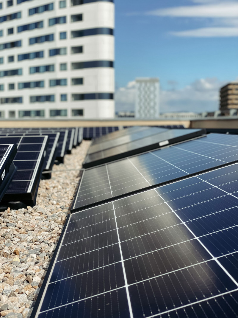 Photovoltaic system on the roof of the Hotel Schani Vienna