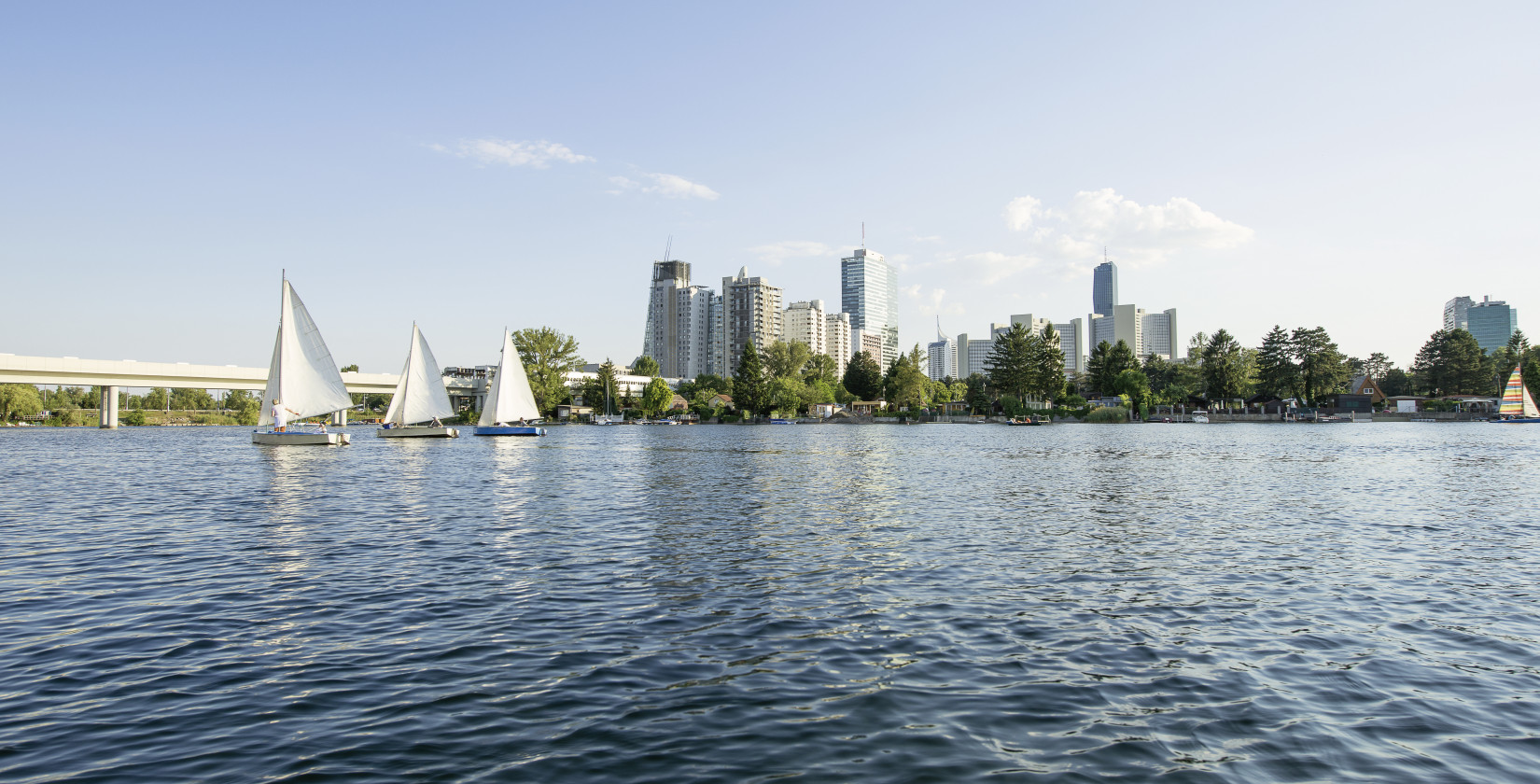 Boats in the river Danube in summer